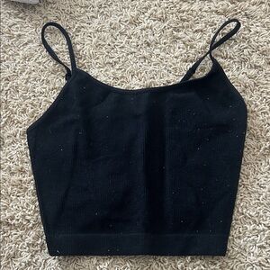 wild fable Black Ribbed Spaghetti Strap Crop Tank